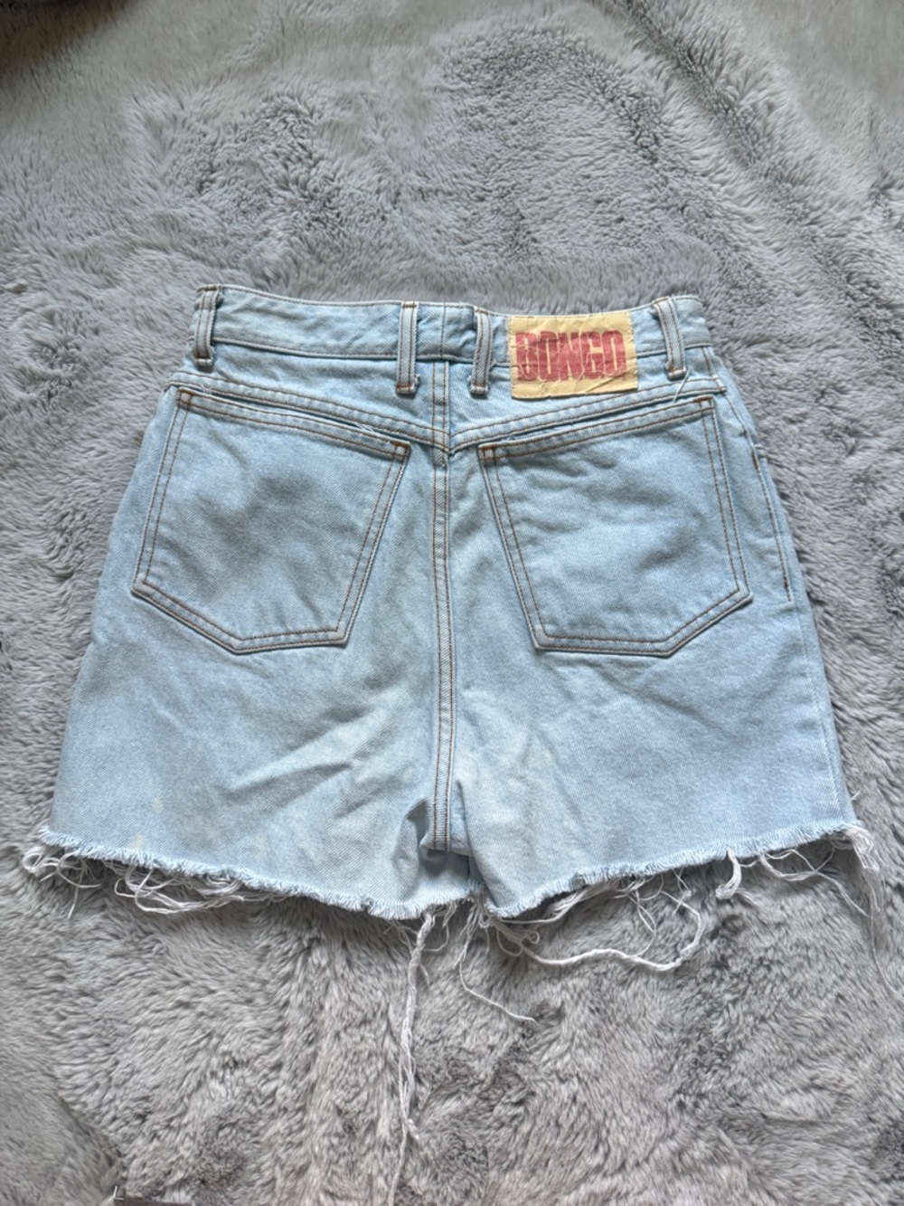 Bongo Vintage Light-Wash High-Waisted Distressed Denim Shorts